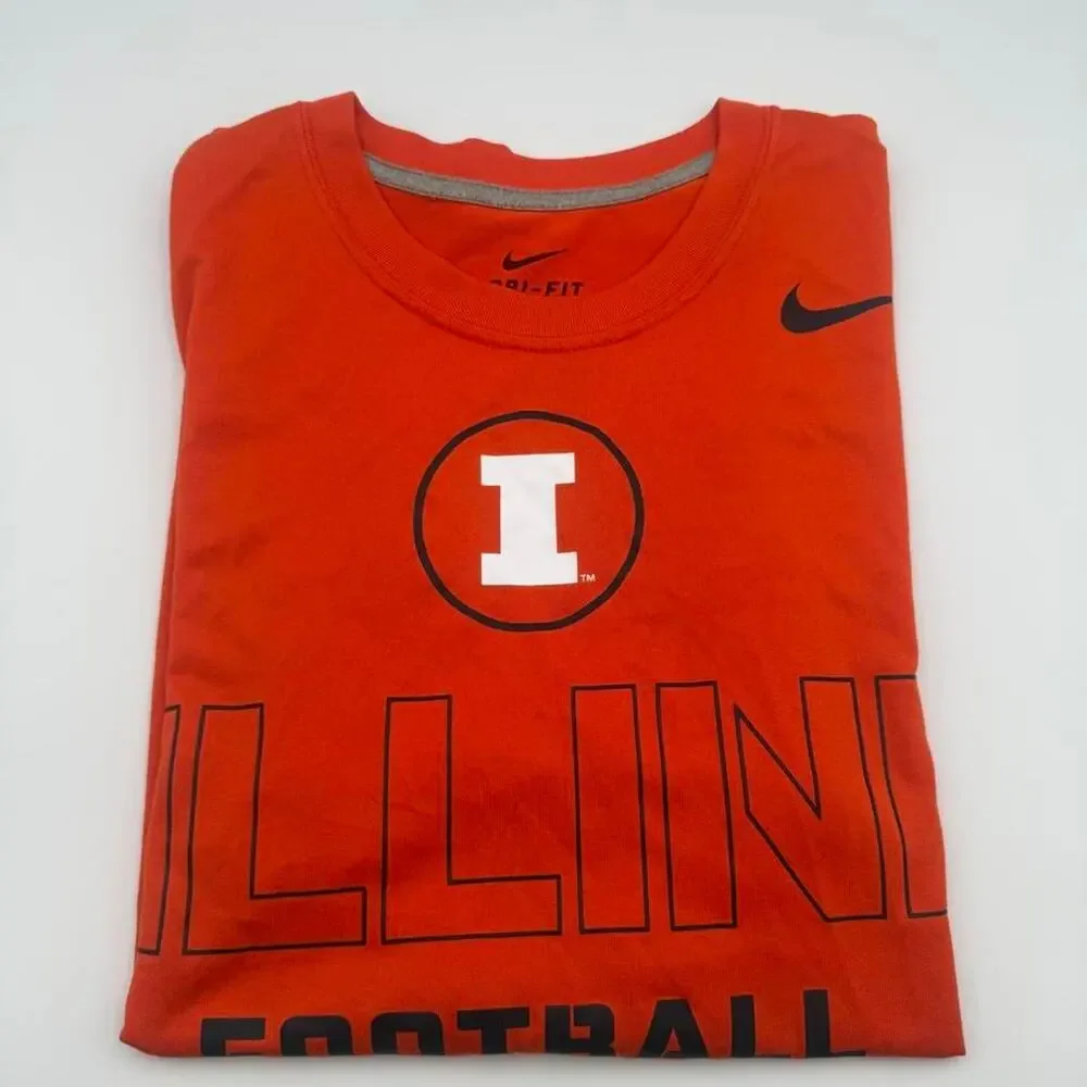 Nike dri fit shirt university of Illinois football orange Illini size small